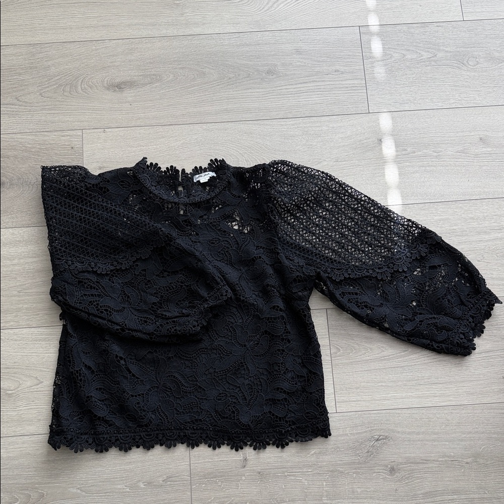Ultra Pink Black Lace Blouse